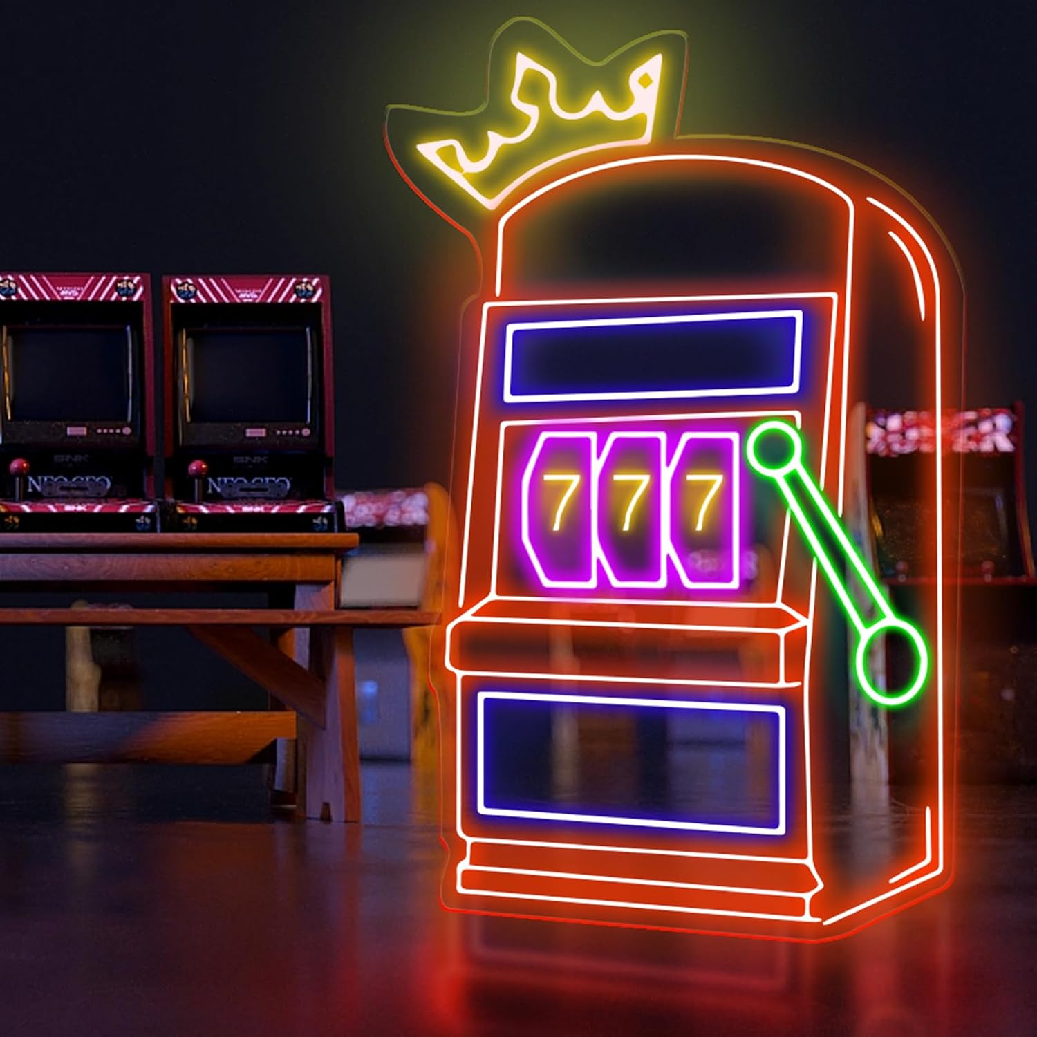 Outdoor Power Garage - Ikon Permainan Mesin Slot Neon Sign