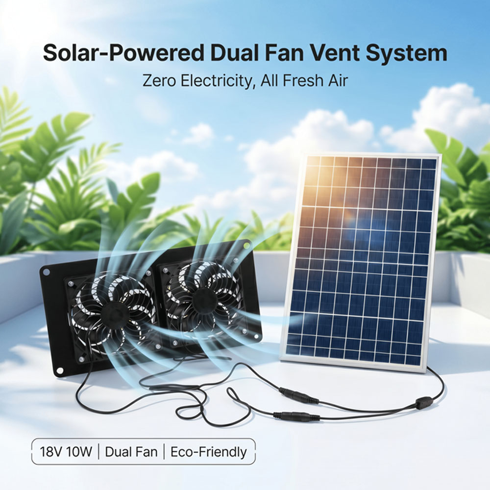 Outdoor Power Kit - Kit Ventilasi Kipas Ganda Tenaga Surya