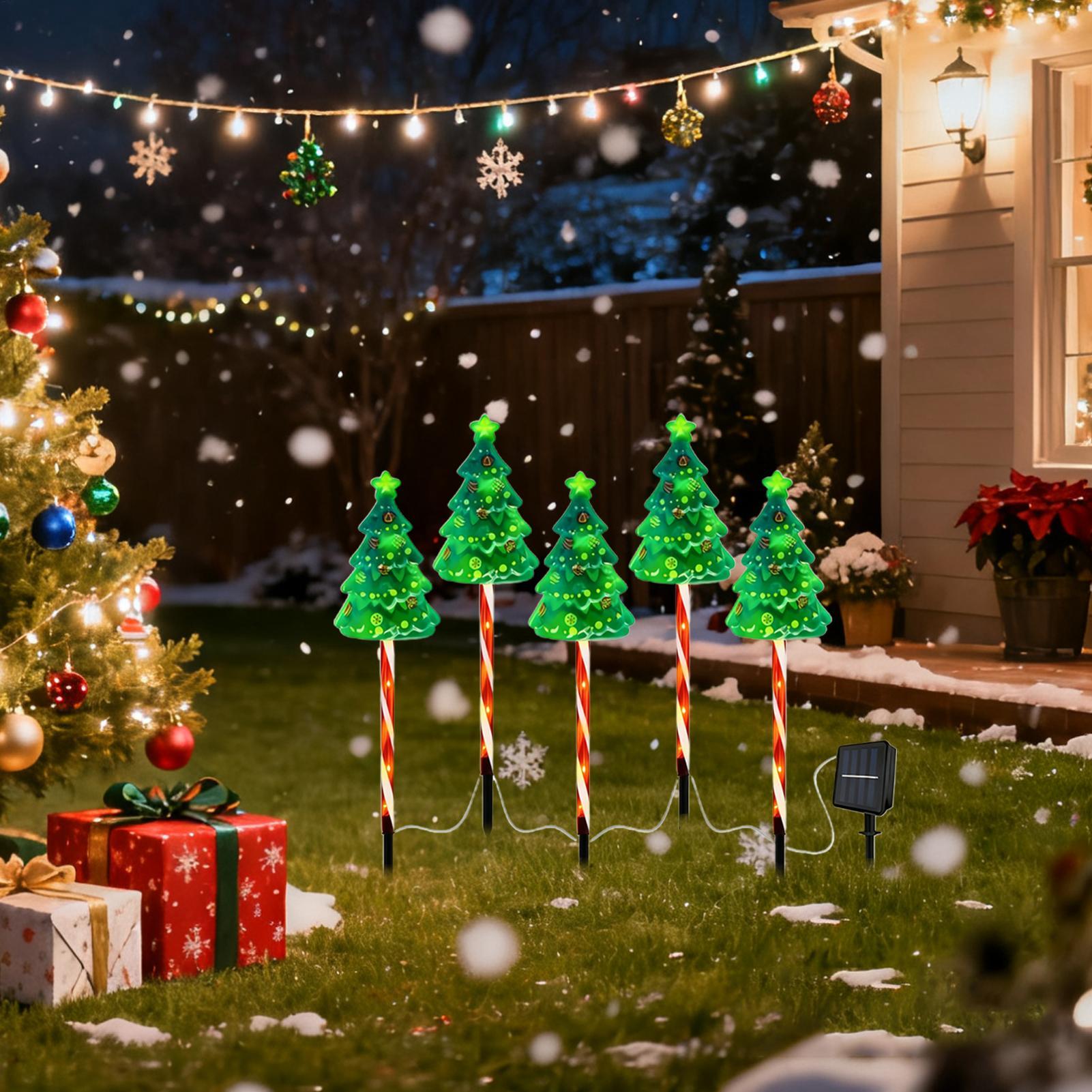 Outdoor Yard Power Stake - Lampu Jalan Masuk Bertema Pohon Natal