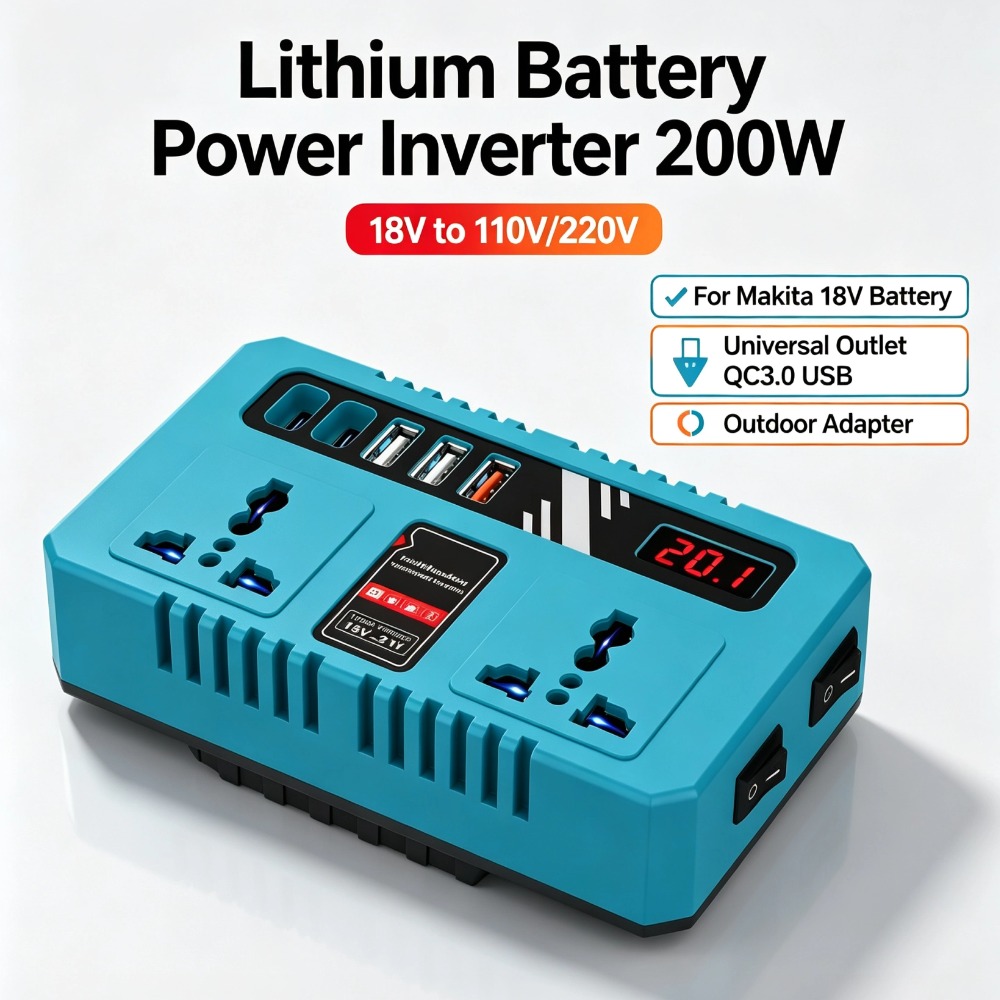 Outdoor Usb Power Outlet - Inverter Daya Baterai Lithium 200W 18V
