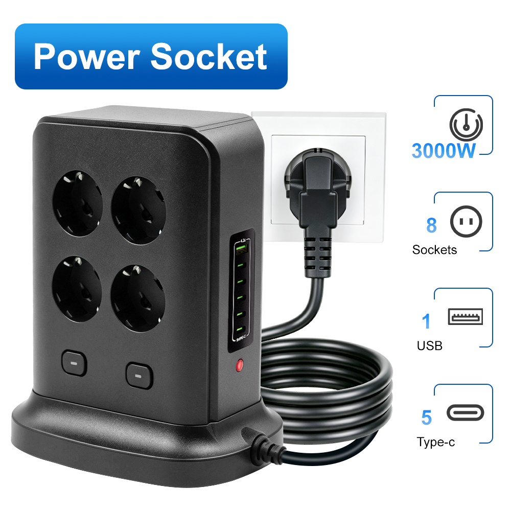 Outdoor Usb Power Strip - Stopkontak Listrik 3000W dengan Steker EU,