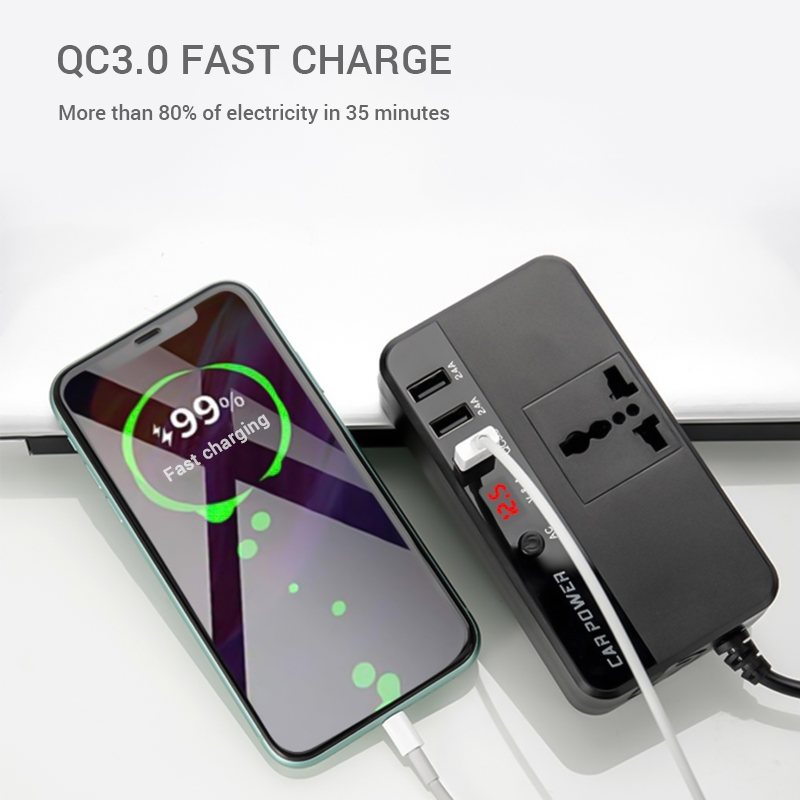 Outdoor Power Adapter Usb - Inverter Mobil Portabel 200W, Pengisi Daya
