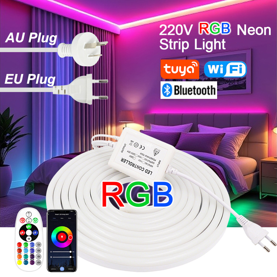 Strip LED Neon RGB 220V dengan - Outdoor Power Outlet Wifi ulasan dan harga