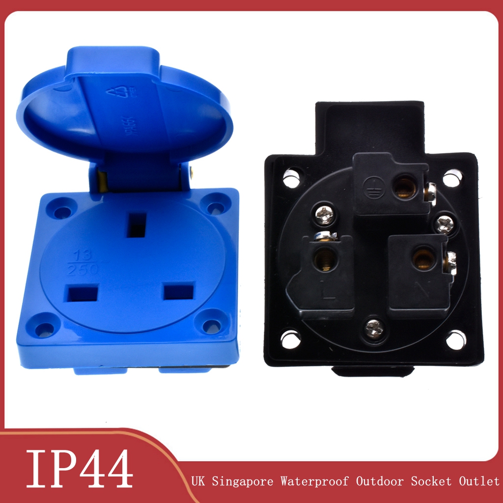 1 Buah Inggris Hitam Biru 13A  - Outdoor Power Receptacle ulasan dan harga