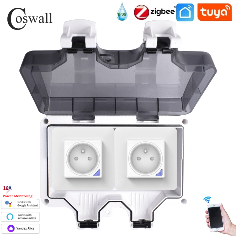 Coswall IP66 soket standar Per - Outdoor Power Outlet Wifi ulasan dan harga