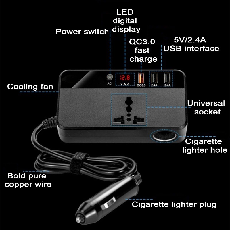 Inverter Mobil Portabel 200W,  - Outdoor Power Adapter Usb ulasan dan harga